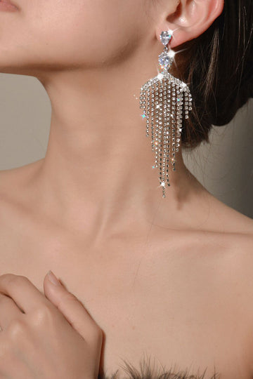 Sølv Zircon Kvast Rhinestones Øreringe